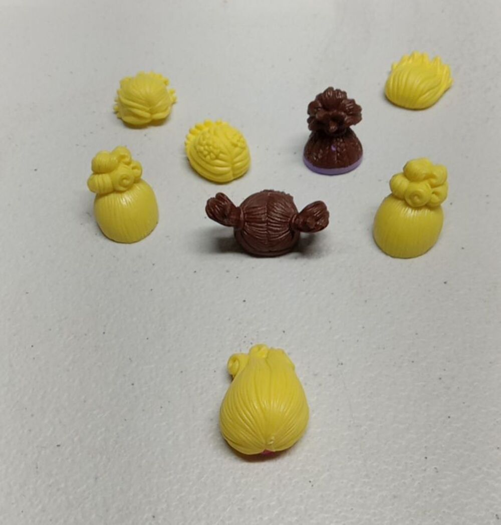 Polly Pocket Doll Replacement Wigs Hair Pieces - as is. Set Of 8